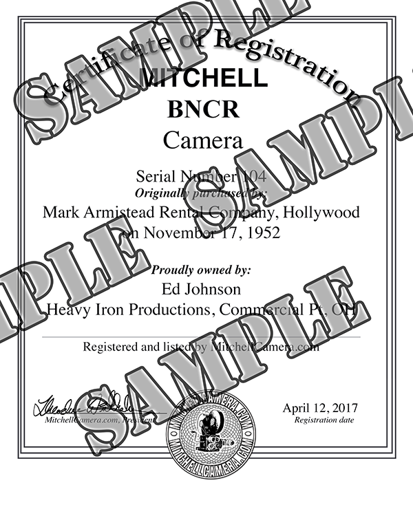 Mitchell Camera Corp. Certification